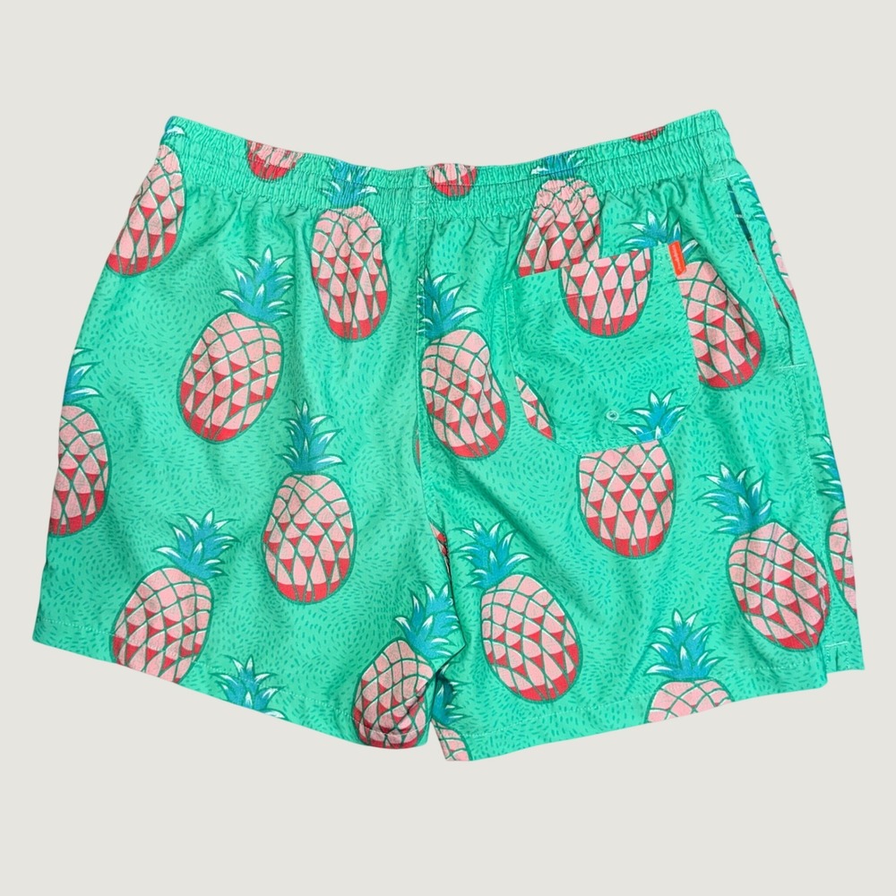 Chubbies Mens 2XL Pineapple Print Swim Trunks Teal Green 5.5 Inseam Mesh Lined - Picture 2 of 5